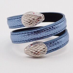 BVLGARI Logo Serpenti Forever Bracelet Blue Silver Italy Accessory 31RL216